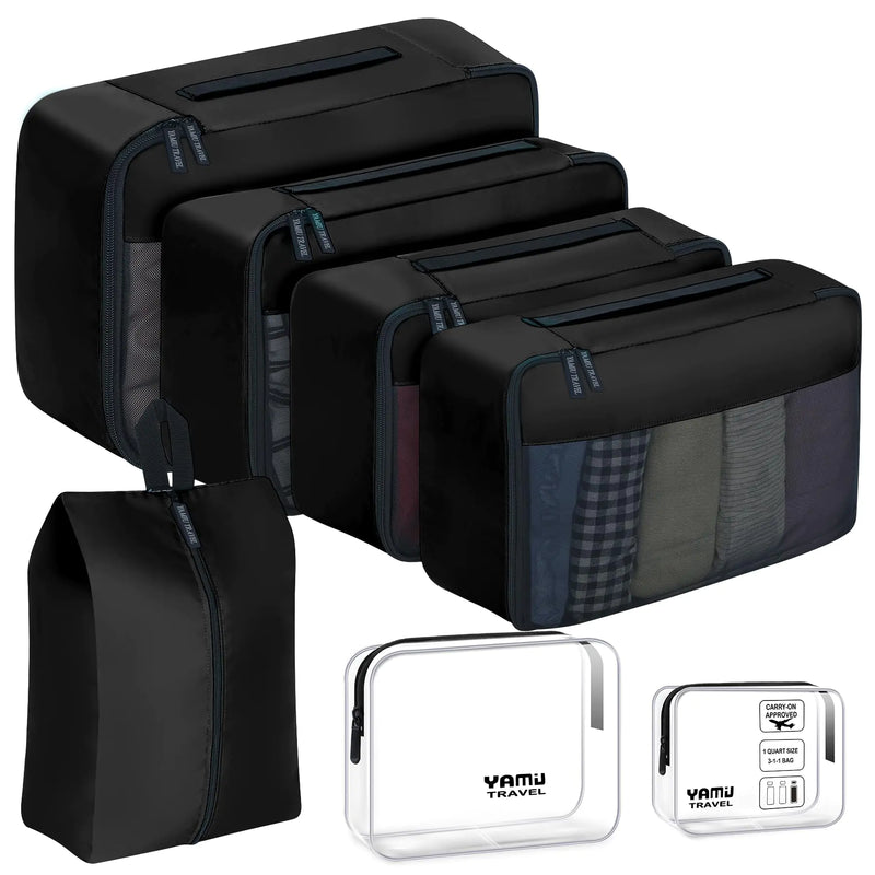 Packing Cubes for Suitcases 7 Pcs luggage organizer bags with Shoe Bag 2 Waterproof Travel Toiletry Bags Travel Cubes for Travel Essentials Travel Accessories