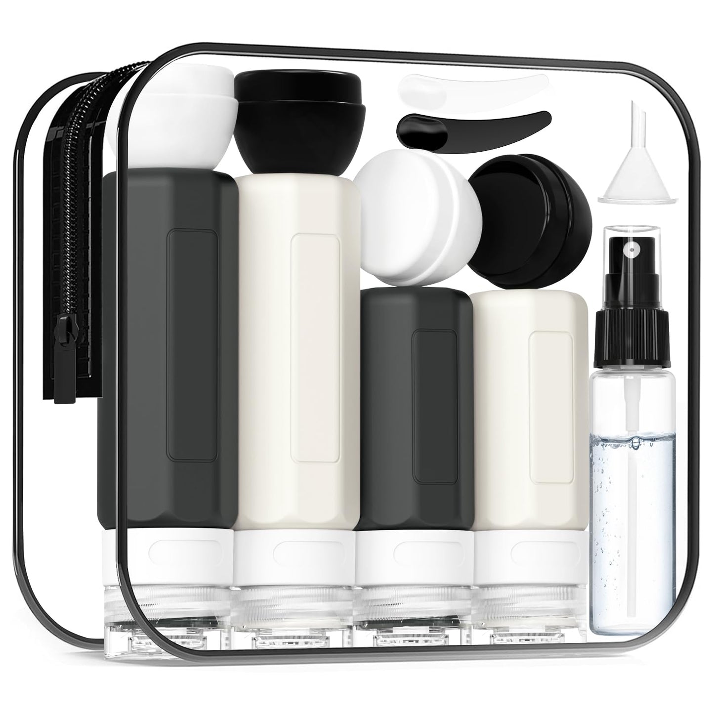 Ruinovate 17 Pack Travel Bottles for Toiletries TSA Approved Travel Size Toiletries Bottles Leak Proof Travel Size Containers Travel Essentials for Body Wash Shampoo Lotion & Conditioner Black