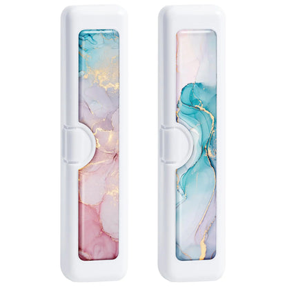 Gerkia 2 Pcs Toothbrush Travel Case Convenient Colorful Pattern Travel Toothbrush Case and Travel Toothbrush Holder Toothbrush Covers and Toothbrush Holders Travel ，Travel Tongue Scraper Case